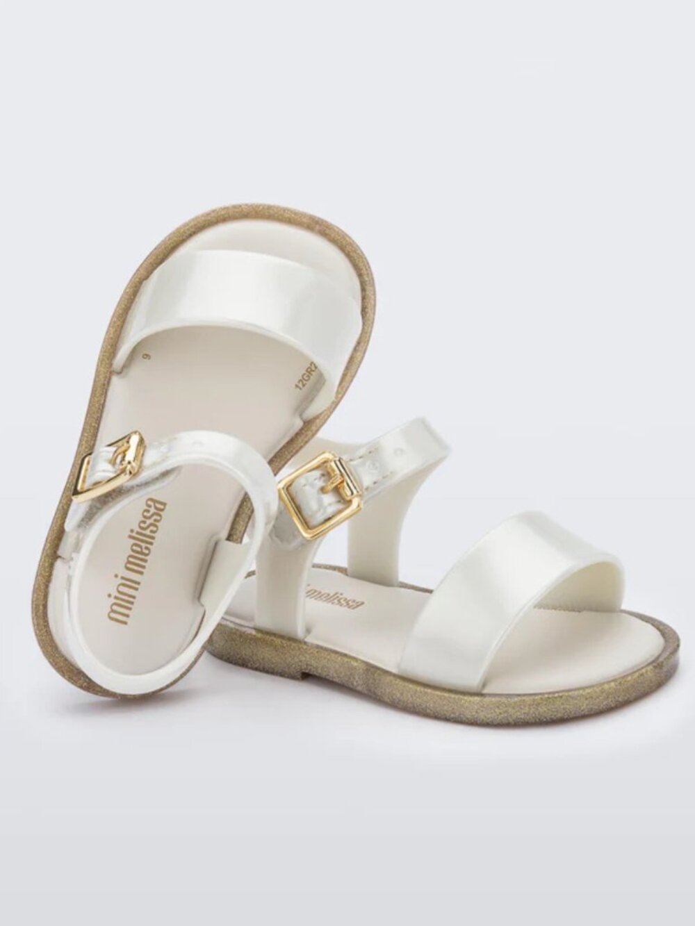 Mini Melissa Mar Sandal in White Glitter